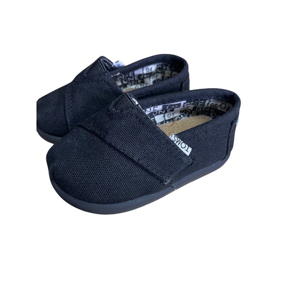 Toms Other - TOMS Toddler Classic Alpargata‎ Black Canvas Slip On Shoes Size T4